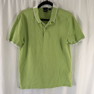 Hugo Boss Polo Boys Medium Green Short Sleeve Slim Fit 100% Cotton